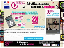 Aperu du site Carte Musique Jeunes - tlchargement lgal musique pour 12-25 ans