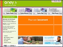 Aperu du site Oney - grand spcialiste du crdit en ligne, successeur de Egg