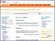 Aperu du site AD42 - publicit internet, gestion espaces publicitaires